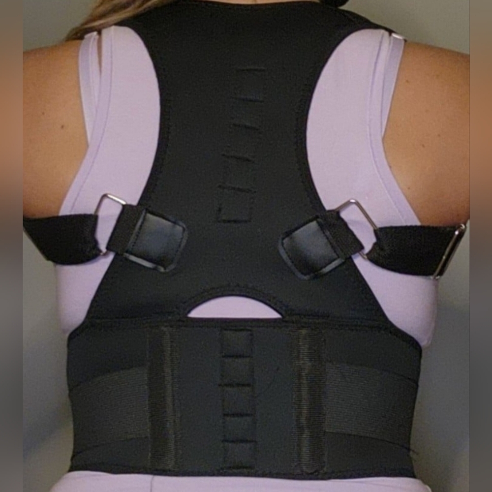 Black Adjustable Posture Corrector Back Brace Siz… - image 4